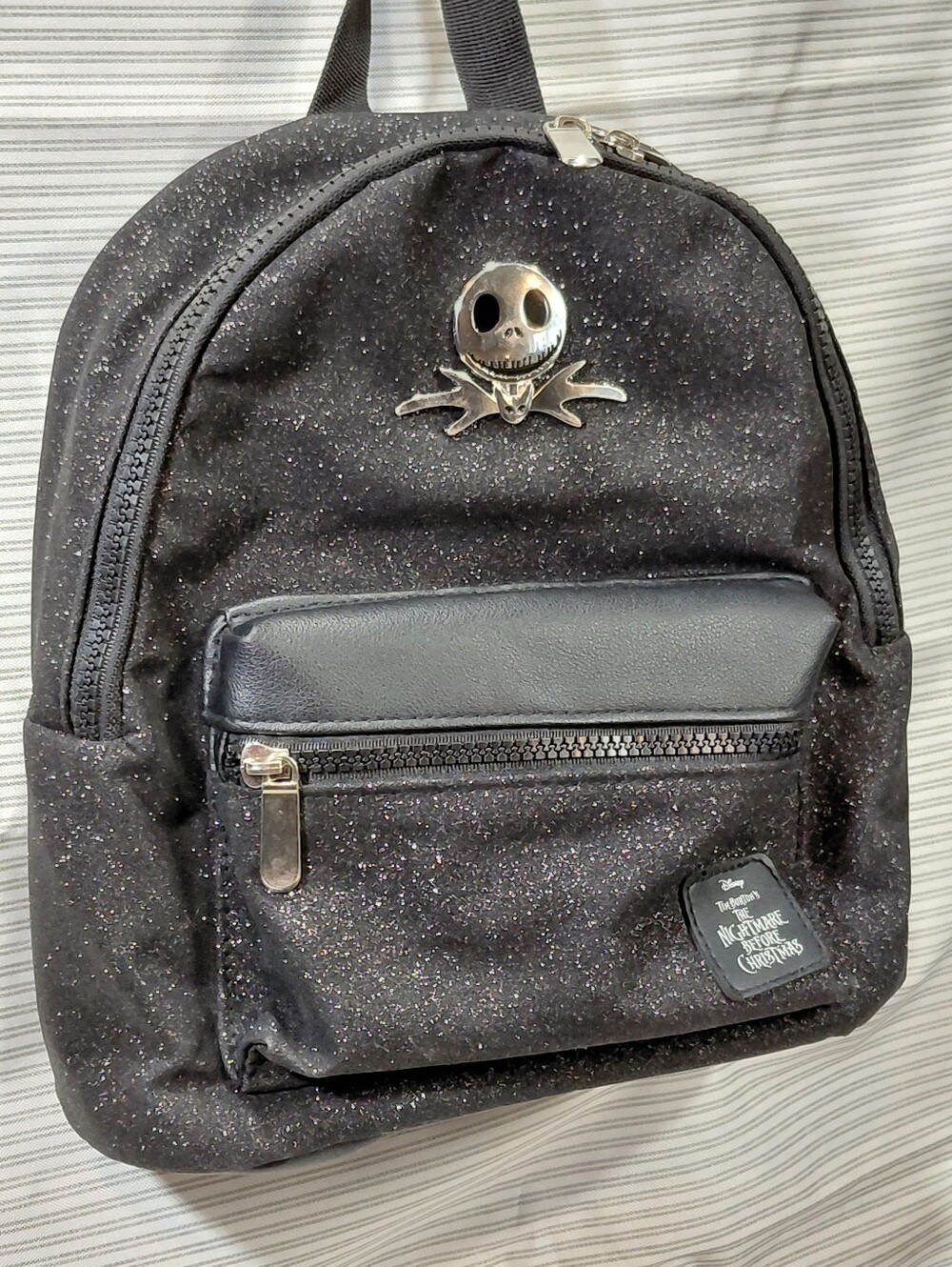 Disney's Bioworld Nightmare Before Christmas Black Glitter Mini Backpack - Picture 3 of 12